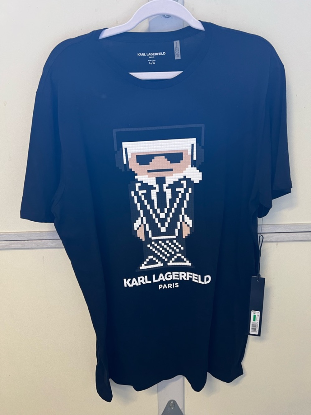 Karl Lagerfeld Black Pixel Graphic Short Sleeve Tee